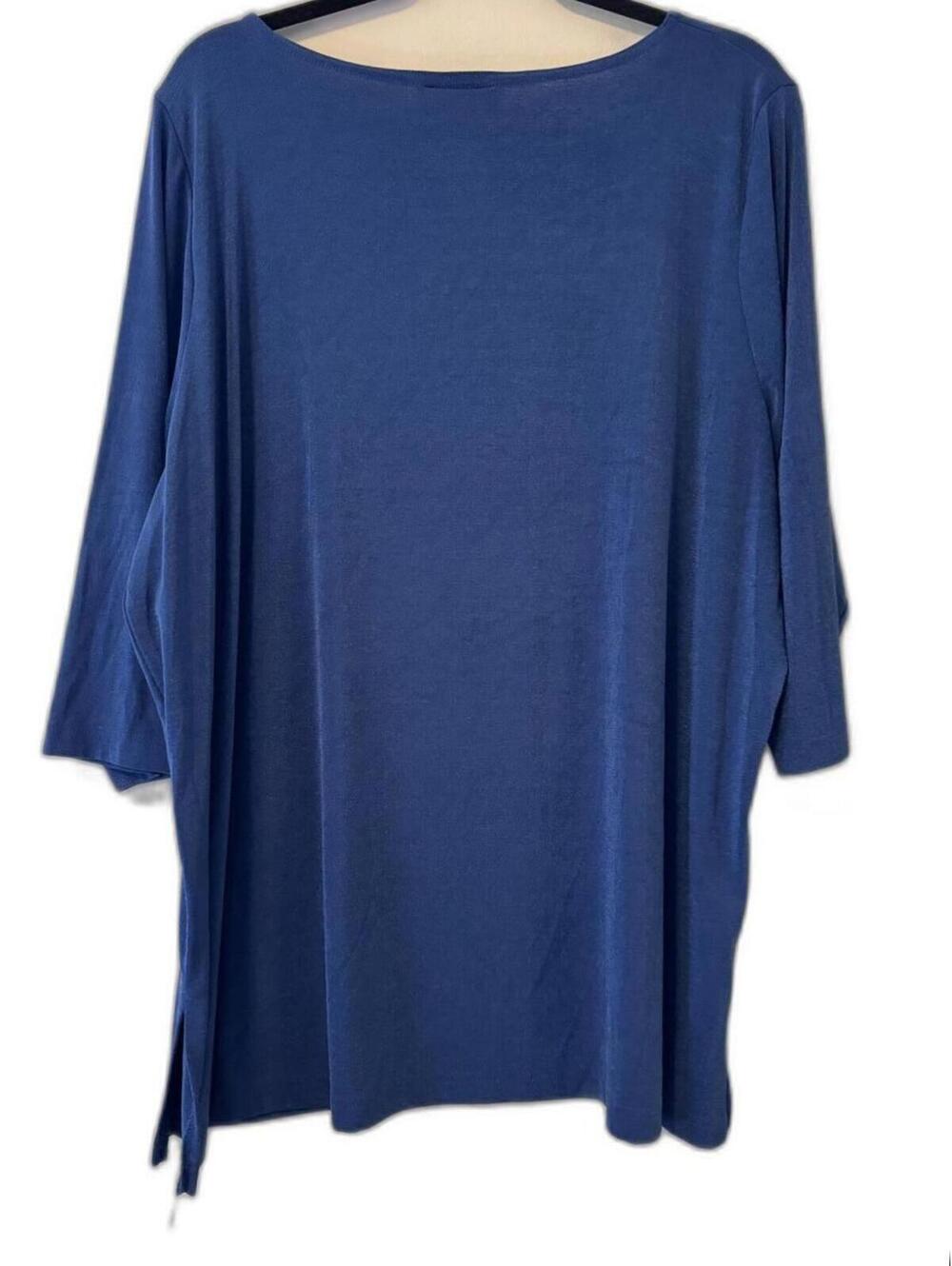 vintage Carolyn Strauss Blue Tunic shirt 3/4 sleeve from the 90s plus size 3X